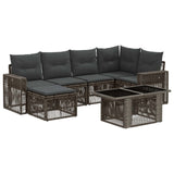 vidaXL Garden Sofa Set 7 pcs Black and Cream White Poly Rattan