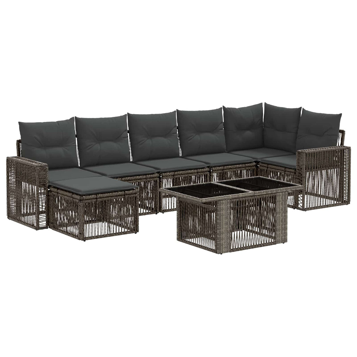 vidaXL Tuinbank Set 8 st Zwart en Crème Wit poly rattan