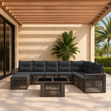 vidaXL Tuinbank Set 9 st Zwart en Crème Wit poly rattan