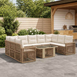 vidaXL Tuinbank Set 10 st Zwart en Crème Wit poly rattan