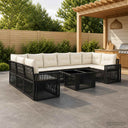 vidaXL Tuinbank Set 11 st Zwart en Crème Wit poly rattan