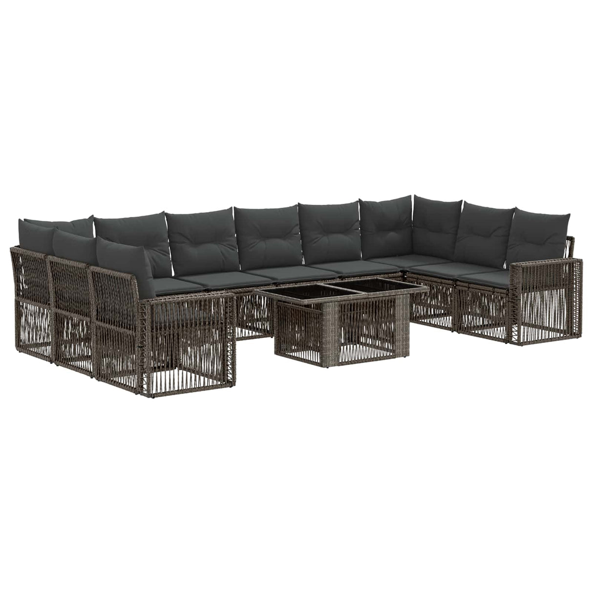 vidaXL Tuinbank Set 11 st Zwart en Crème Wit poly rattan