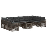 vidaXL Tuinbank Set 11 st Zwart en Crème Wit poly rattan