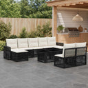 vidaXL Tuinbank Set 10 st Zwart en Crème Wit poly rattan