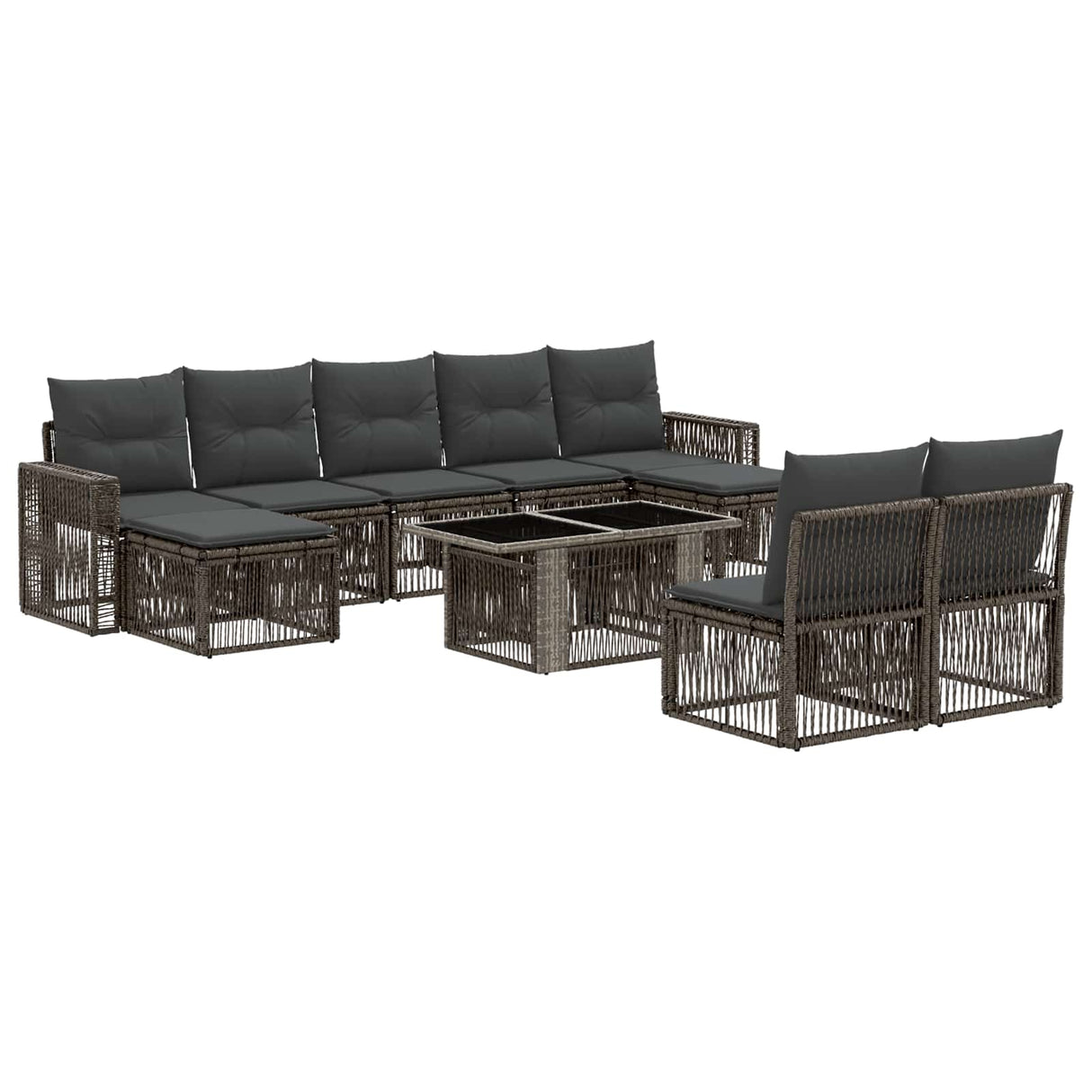 vidaXL Tuinbank Set 10 st Zwart en Crème Wit poly rattan