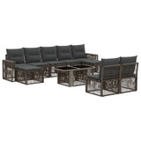 vidaXL Tuinbank Set 10 st Zwart en Crème Wit poly rattan