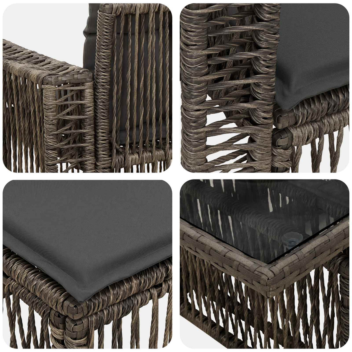 vidaXL Tuinbank Set 10 st Zwart en Crème Wit poly rattan