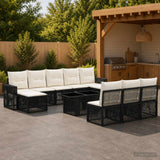 vidaXL Tuinbank Set 11 st Zwart en Crème Wit poly rattan