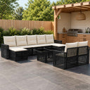 vidaXL Tuinbank Set 10 st Zwart en Crème Wit poly rattan