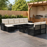 vidaXL Tuinbank Set 10 st Zwart en Crème Wit poly rattan