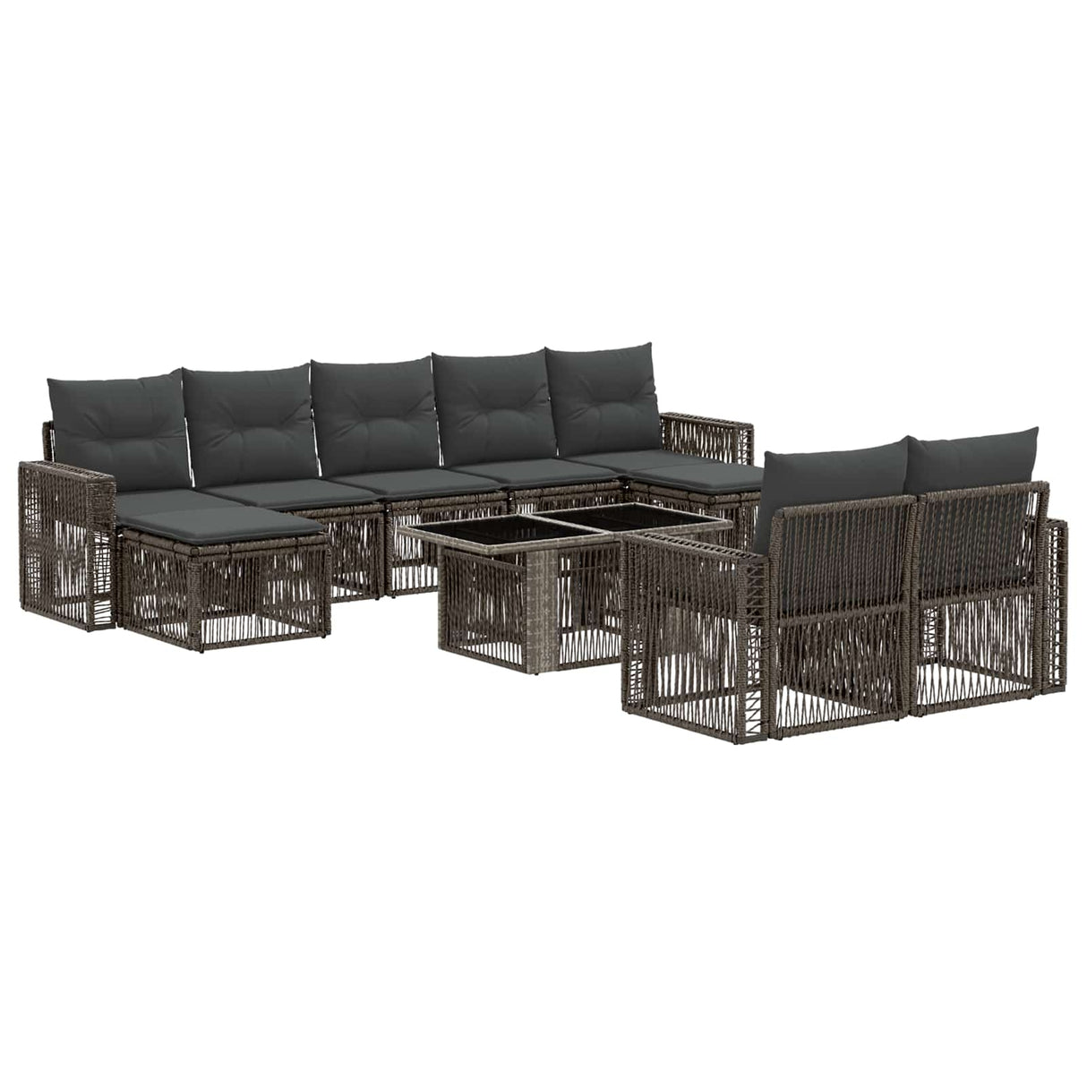 vidaXL Tuinbank Set 10 st Zwart en Crème Wit poly rattan