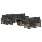 vidaXL Tuinbank Set 10 st Zwart en Crème Wit poly rattan