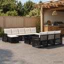 vidaXL Tuinbank Set 11 st Zwart en Crème Wit poly rattan