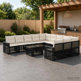 vidaXL Tuinbank Set 12 st Zwart en Crème Wit poly rattan