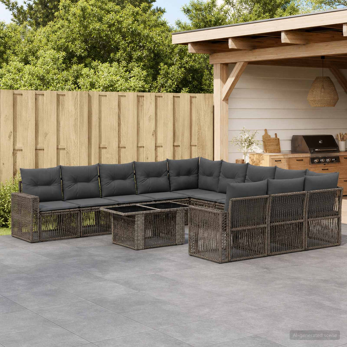 vidaXL Tuinbank Set 12 st Zwart en Crème Wit poly rattan
