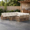 vidaXL Tuinbank Set 12 st Zwart en Crème Wit poly rattan