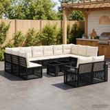 vidaXL Tuinbank Set 13 st Zwart en Crème Wit poly rattan