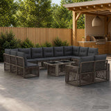 vidaXL Tuinbank Set 13 st Zwart en Crème Wit poly rattan
