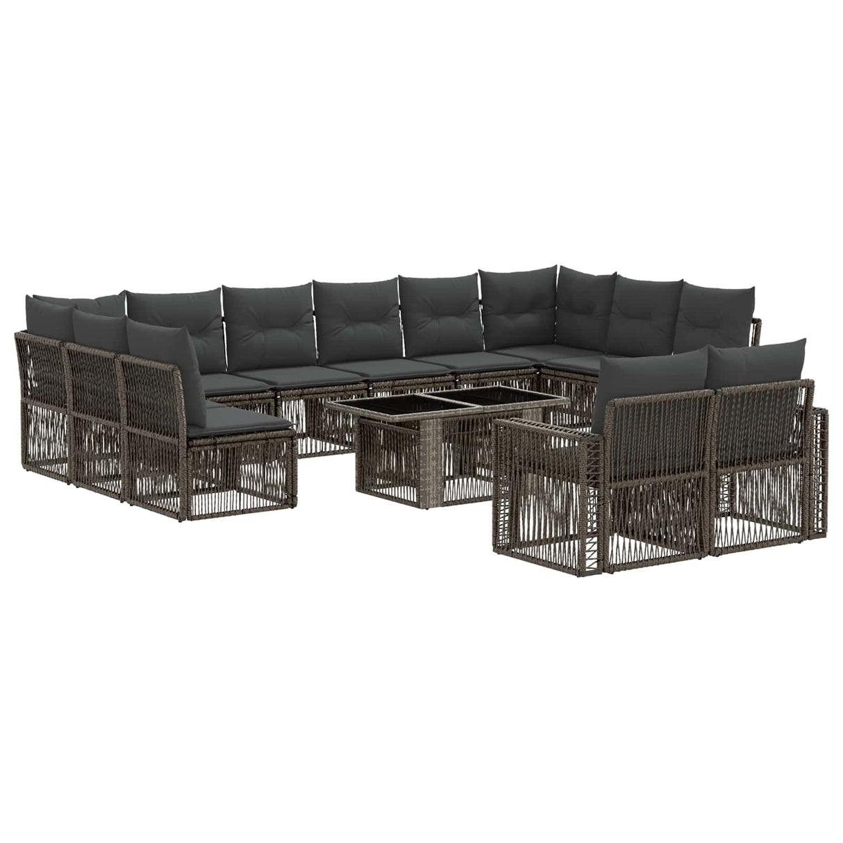 vidaXL Tuinbank Set 13 st Zwart en Crème Wit poly rattan