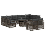 vidaXL Tuinbank Set 13 st Zwart en Crème Wit poly rattan