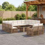 vidaXL Tuinbank Set 13 st Zwart en Crème Wit poly rattan