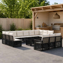 vidaXL Tuinbank Set 14 st Zwart en Crème Wit poly rattan