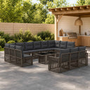 vidaXL Tuinbank Set 14 st Zwart en Crème Wit poly rattan