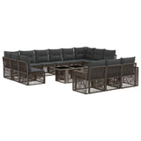 vidaXL Tuinbank Set 14 st Zwart en Crème Wit poly rattan