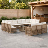 vidaXL Tuinbank Set 14 st Zwart en Crème Wit poly rattan