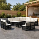 vidaXL Tuinbank Set 13 st Zwart en Crème Wit poly rattan