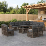 vidaXL Tuinbank Set 13 st Zwart en Crème Wit poly rattan