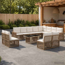 vidaXL Tuinbank Set 13 st Zwart en Crème Wit poly rattan