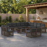 vidaXL Tuinbank Set 14 st Zwart en Crème Wit poly rattan