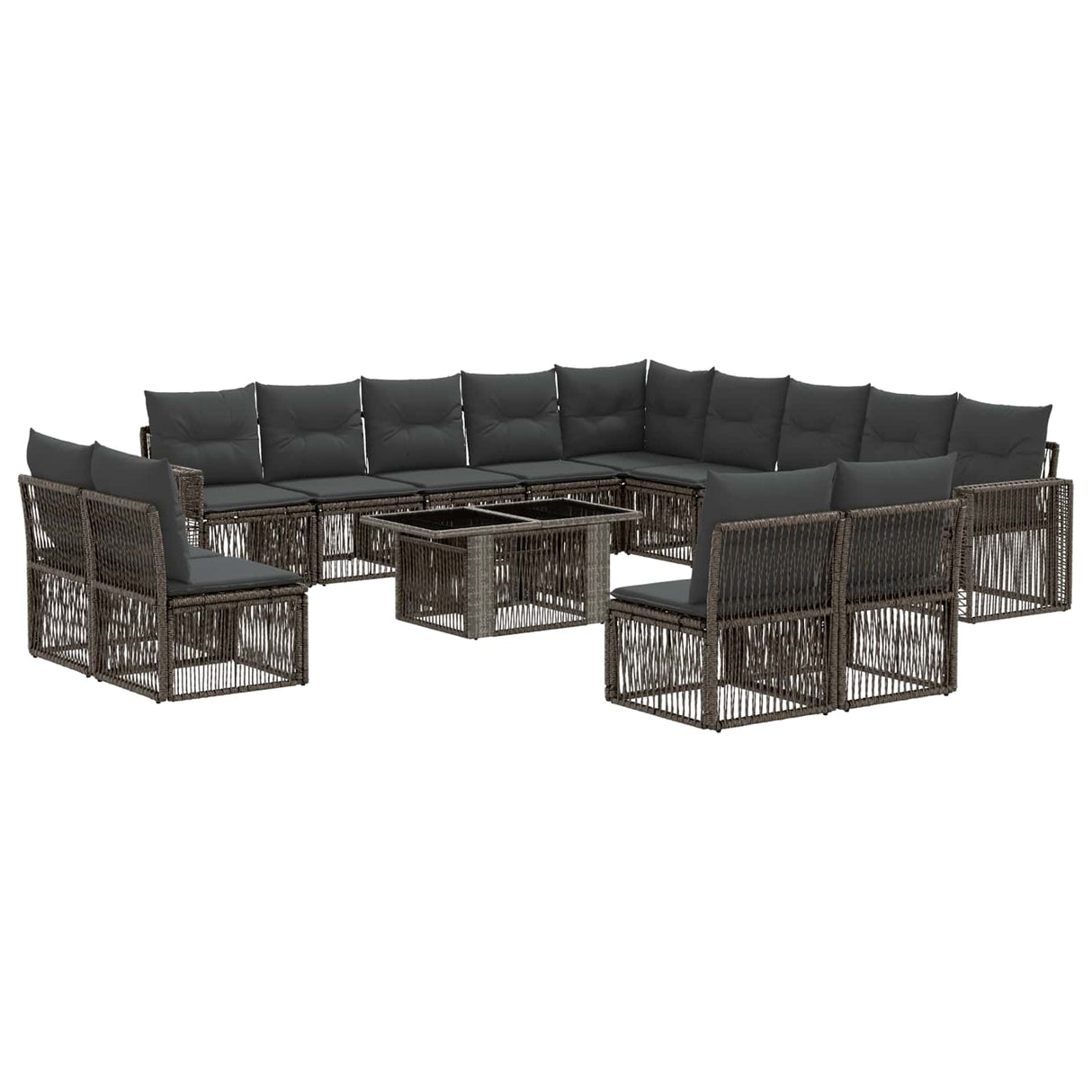 vidaXL Tuinbank Set 14 st Zwart en Crème Wit poly rattan