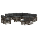 vidaXL Tuinbank Set 14 st Zwart en Crème Wit poly rattan