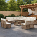 vidaXL Tuinbank Set 14 st Zwart en Crème Wit poly rattan