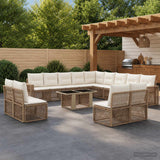 vidaXL Tuinbank Set 14 st Zwart en Crème Wit poly rattan