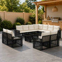 vidaXL Tuinbank Set 12 st Zwart en Crème Wit poly rattan
