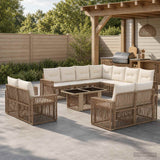 vidaXL Tuinbank Set 12 st Zwart en Crème Wit poly rattan