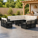 vidaXL Tuinbank Set 13 st Zwart en Crème Wit poly rattan
