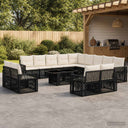 vidaXL Tuinbank Set 14 st Zwart en Crème Wit poly rattan