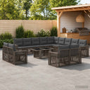 vidaXL Tuinbank Set 14 st Zwart en Crème Wit poly rattan