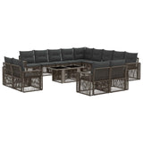 vidaXL Tuinbank Set 14 st Zwart en Crème Wit poly rattan
