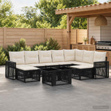 vidaXL Tuinbank Set 10 st Zwart en Crème Wit poly rattan