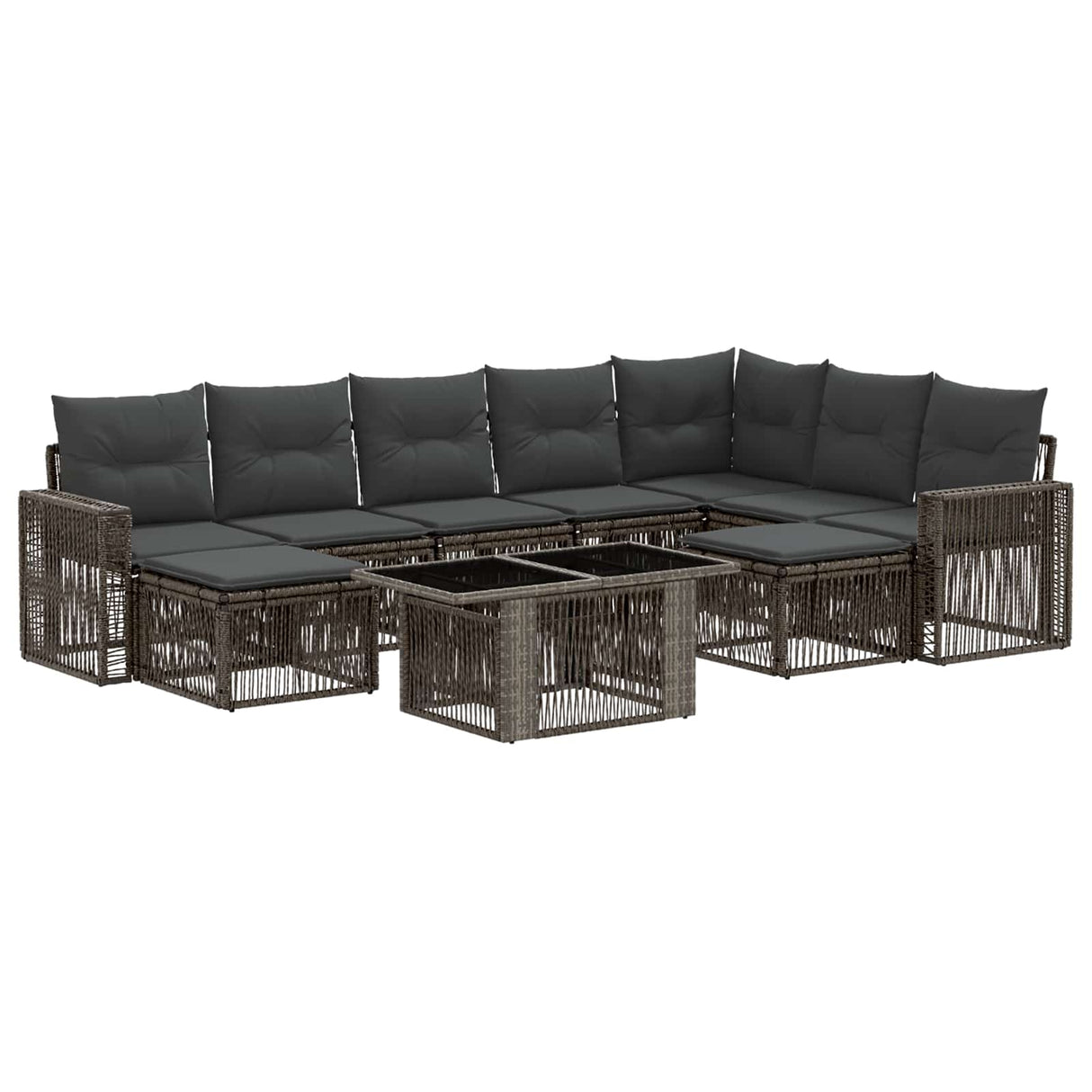 vidaXL Tuinbank Set 10 st Zwart en Crème Wit poly rattan