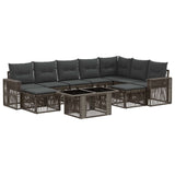 vidaXL Tuinbank Set 10 st Zwart en Crème Wit poly rattan
