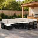 vidaXL Tuinbank Set 11 st Zwart en Crème Wit poly rattan
