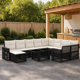 vidaXL Tuinbank Set 11 st Zwart en Crème Wit poly rattan