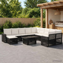 vidaXL Tuinbank Set 12 st Zwart en Crème Wit poly rattan