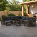 vidaXL Tuinbank Set 12 st Zwart en Crème Wit poly rattan